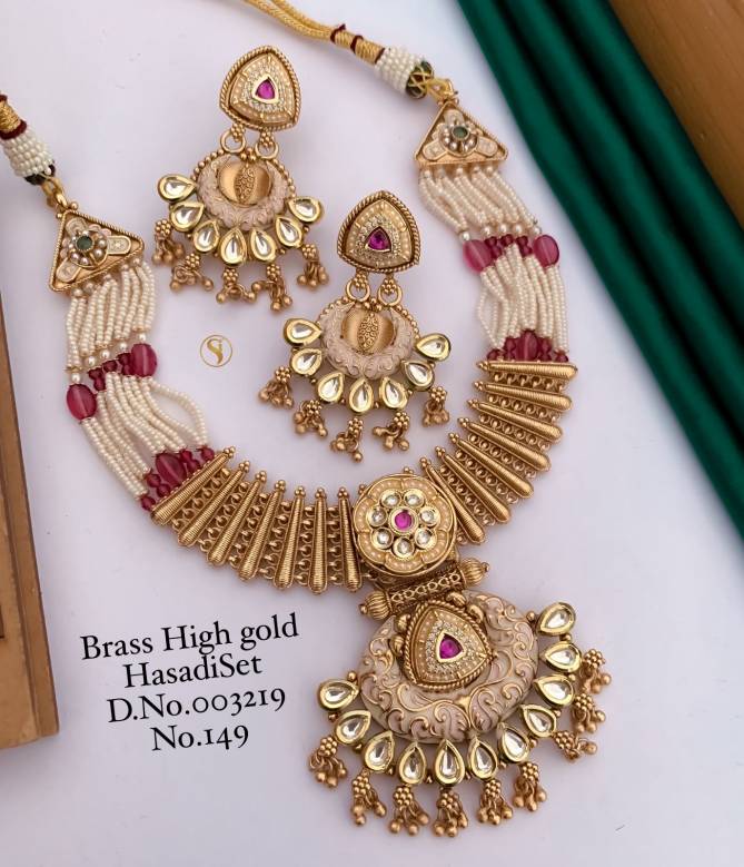 Antique Design Brass High Gold Plated Hasadi Set Neckless Wholesale Online
